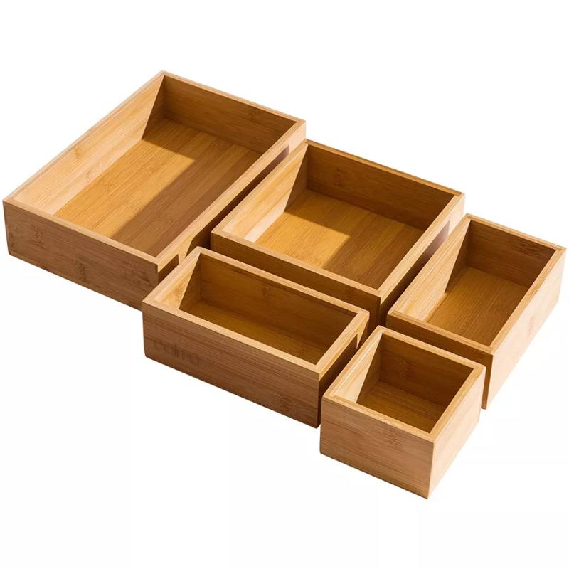 calma bamboo storage boxes - 5 pcs set