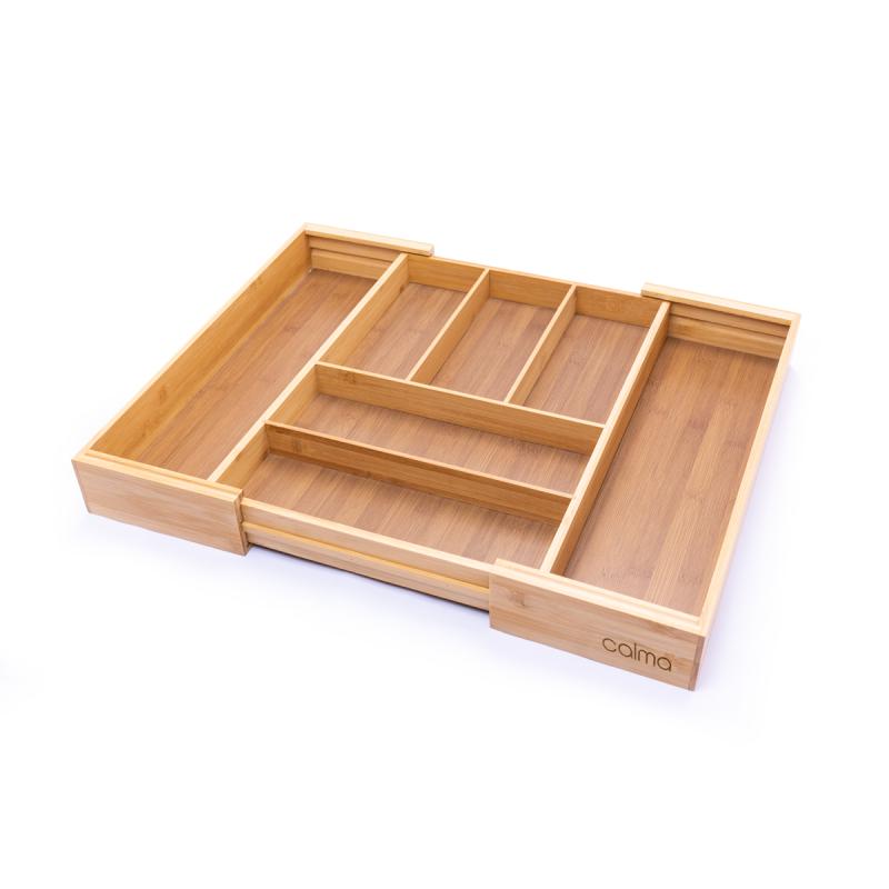 calma bamboo expandable drawer organizer