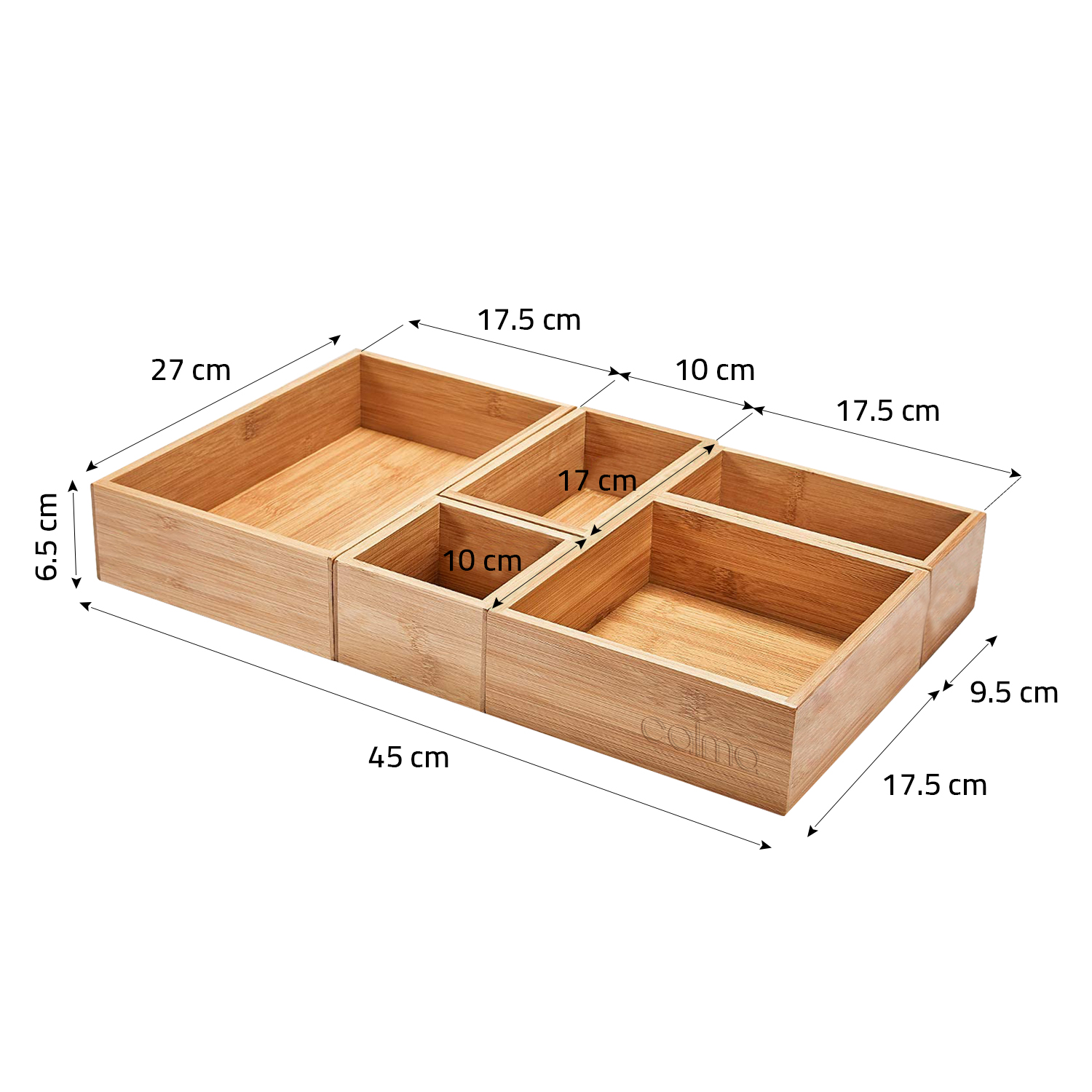 calma bamboo storage boxes - 5 pcs set