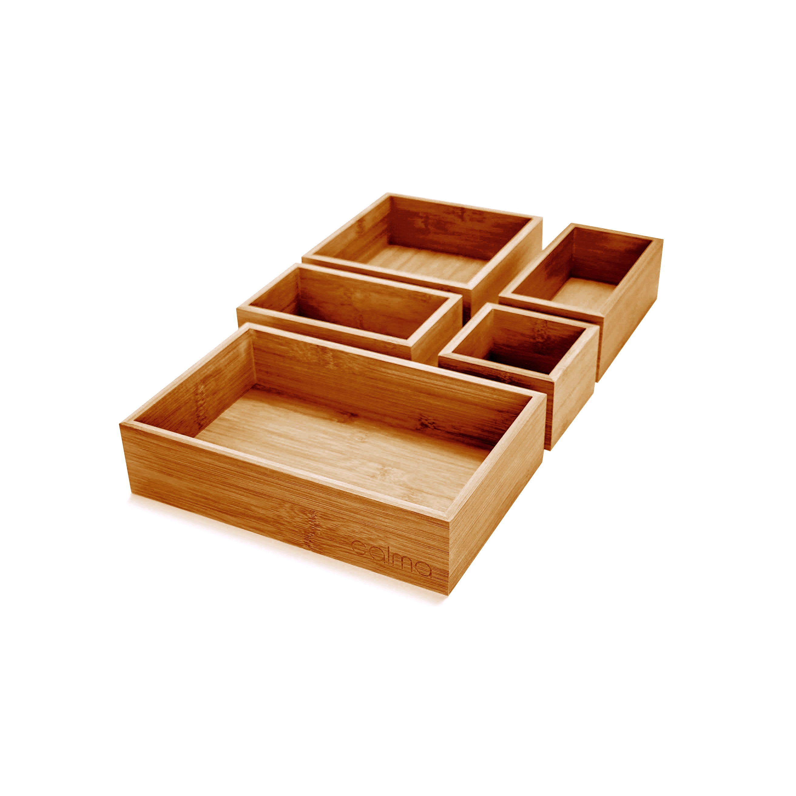 calma bamboo storage boxes - 5 pcs set