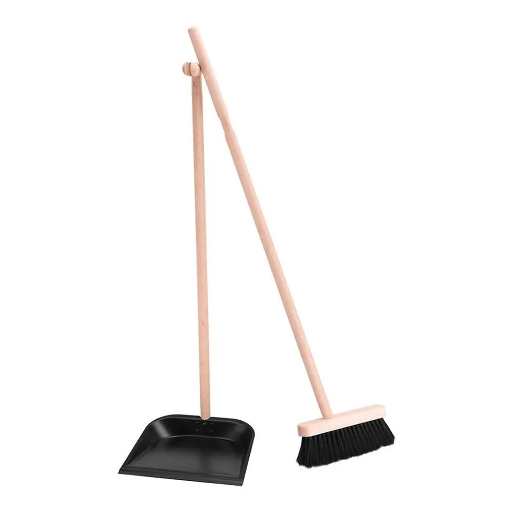 Long handle wooden dustpan set