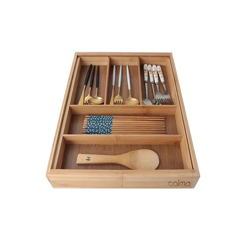 calma bamboo expandable drawer organizer