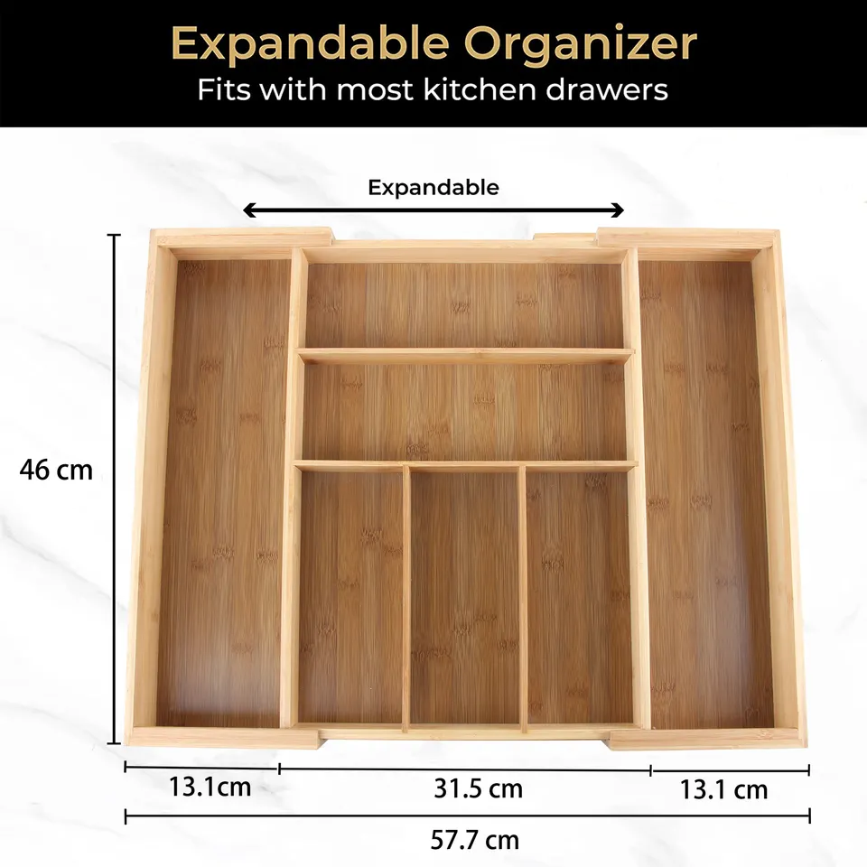 calma bamboo expandable drawer organizer